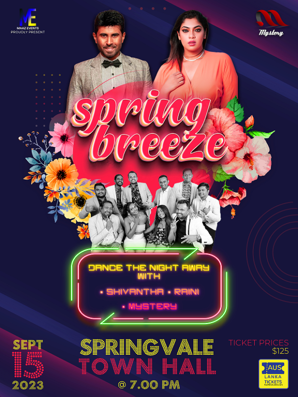 Spring Breeze with Shivantha & Raini With Mystery - Fri 15 Sep 2023 ( Melbourne Event )