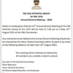 14th Annual General Meeting of the per-seventies Batch Group - 2023 - 25th August