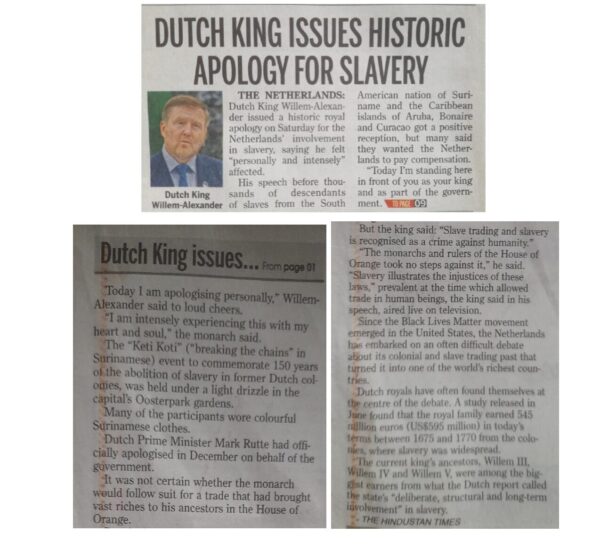 Dutch King's apology for slavery