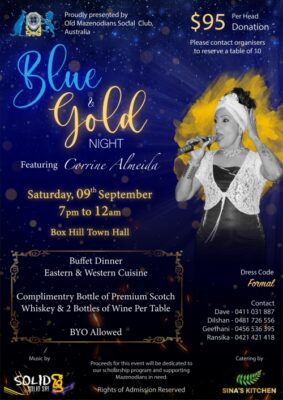 Old Mazenodians - BLUE & GOLD Night - Sunday 9th September 2023 - ( Melbourne Event )