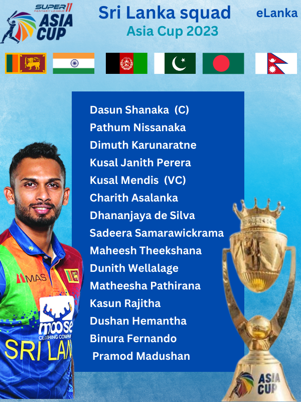Sri Lanka squad - Asia Cup 2023 - eLanka