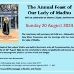 The Annual Feast of Our Lady of Madhu - 20 August 23 (at Madhu Chapel - Berrima, NSW) - elanka