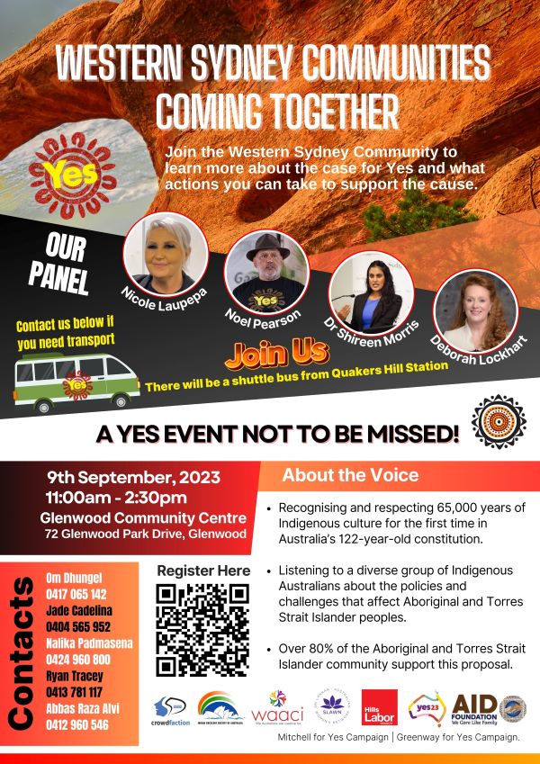 Western Sydney Communities Coming Together - A YES EVENT NOT TO BE MISSED! - 9th September 2023 (Sydney event)