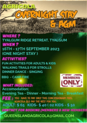 AGRICOLA OVERNIGHT STAY & AGM - 16th , 17th September 2023