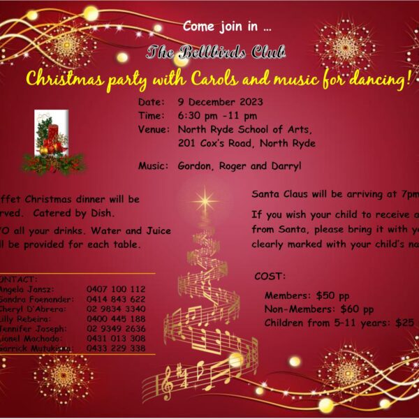 Christmas Party With Carols & Music For Dancing - 9th December 2023 - 6.30 PM - 11 PM ( Sydney Event)
