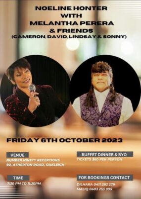 Noeline Honter With Melantha Perera & Friends ( Cameron , David , Lindsay & Sonny ) - Friday 6th October 2023 - 730 PM TO 1130PM - ( Melbourne Event)