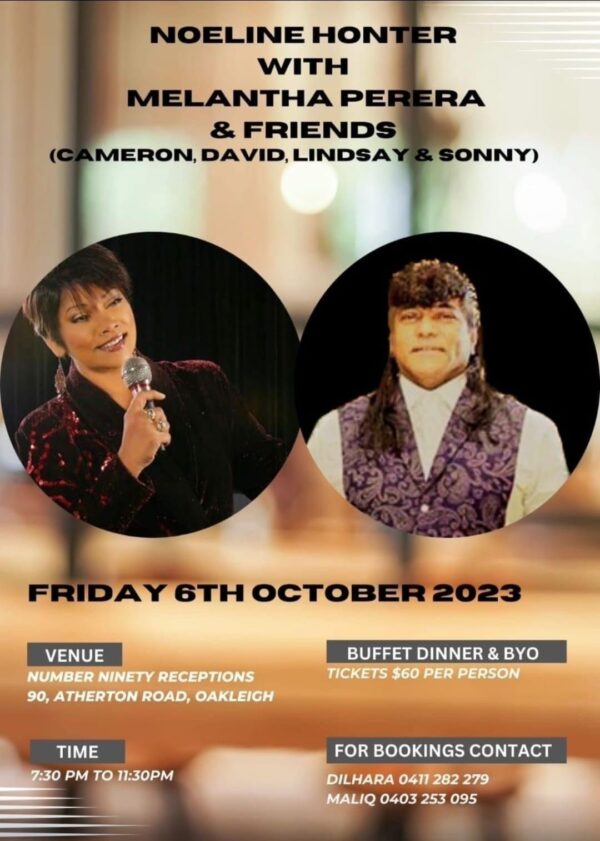 Noeline Honter With Melantha Perera & Friends ( Cameron , David , Lindsay & Sonny ) - Friday 6th October 2023 - 730 PM TO 1130PM - ( Melbourne Event)