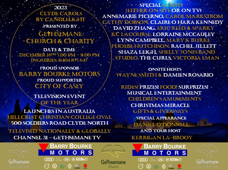 2023 Gethsemane Clyde Carols By Candlelight - 16 December - Melbourne event