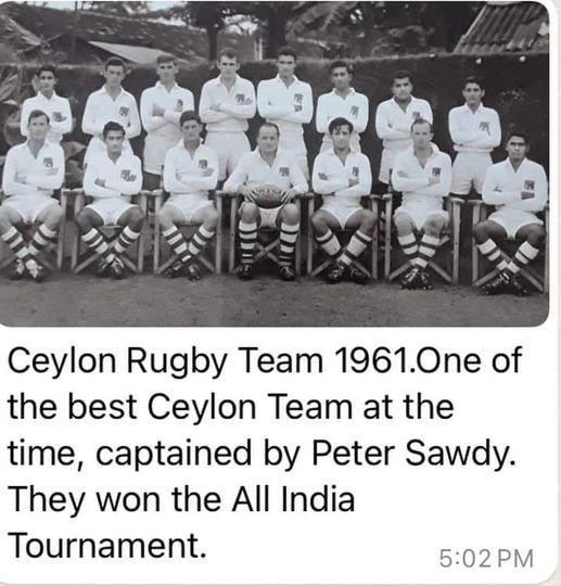 ALL-CEYLON RUGBY XV - 1961 LED BY PETER SAWDY (CH&FC).