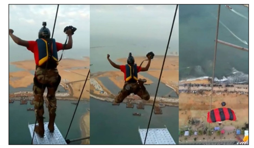 BASE jumps from Shangri-La Hotel on Independence Day