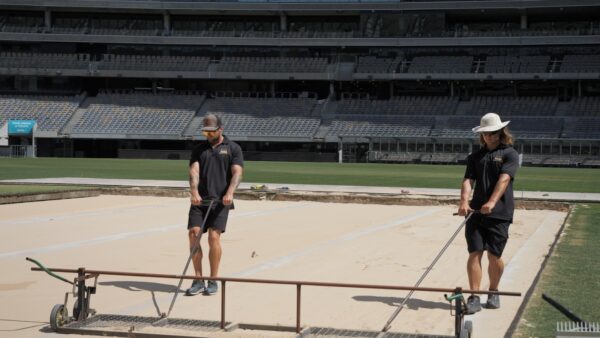 Drop-in pitches installed at Perth Stadium ahead of the upcoming NRMA Insurance West Test between Australia and Pakistan - eLanka