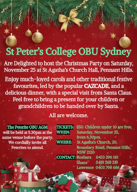 St Peter's Collage OBU Sydney - Christmas Party - 25th November 2023 -6.30 PM ( Sydney Event )