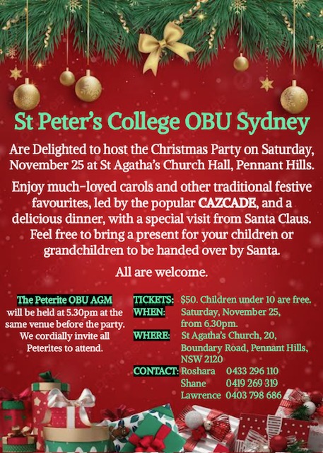 St Peter's Collage OBU Sydney - Christmas Party - 25th November 2023 -6.30 PM ( Sydney Event )