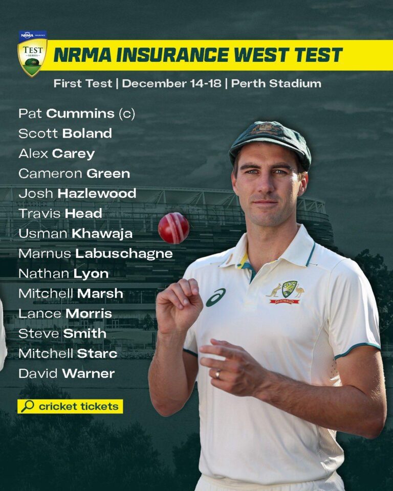 Australian men’s Test squad for the first NRMA Insurance Test match
