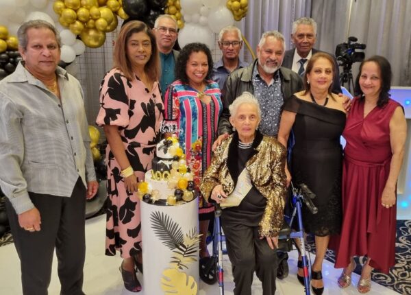 Carmen De Vos looked radiant and majestic on her 100th birthday celebration at the Grand on Princes in Mulgrave, Melbourne - by Trevine Rodrigo - eLanka