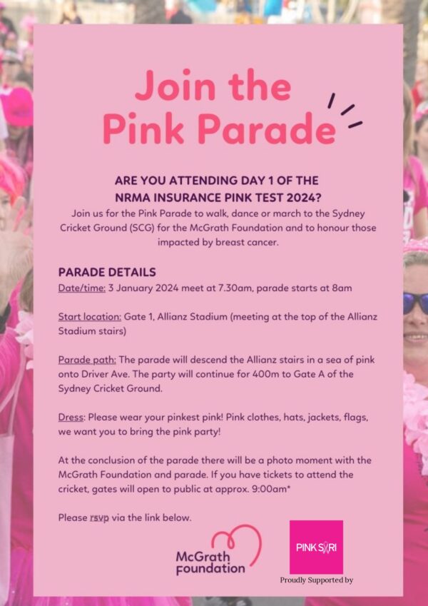 PSI McGrath Pink Parade - 3rd January 2024 - 7.30 AM ( Sydney Event )
