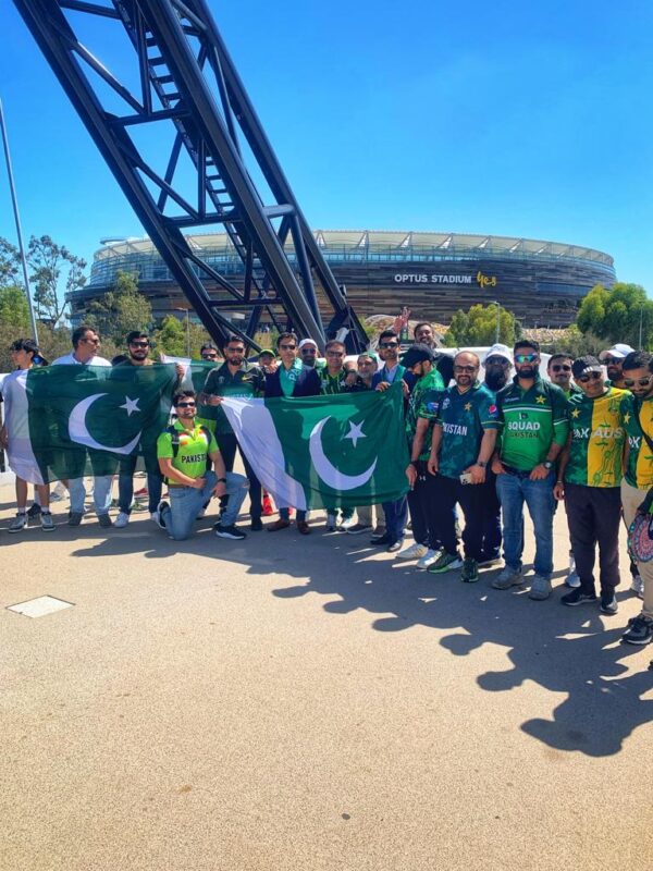 Pakistan Fans marching towards Pakistan Supporter Bay at Perth Stadium