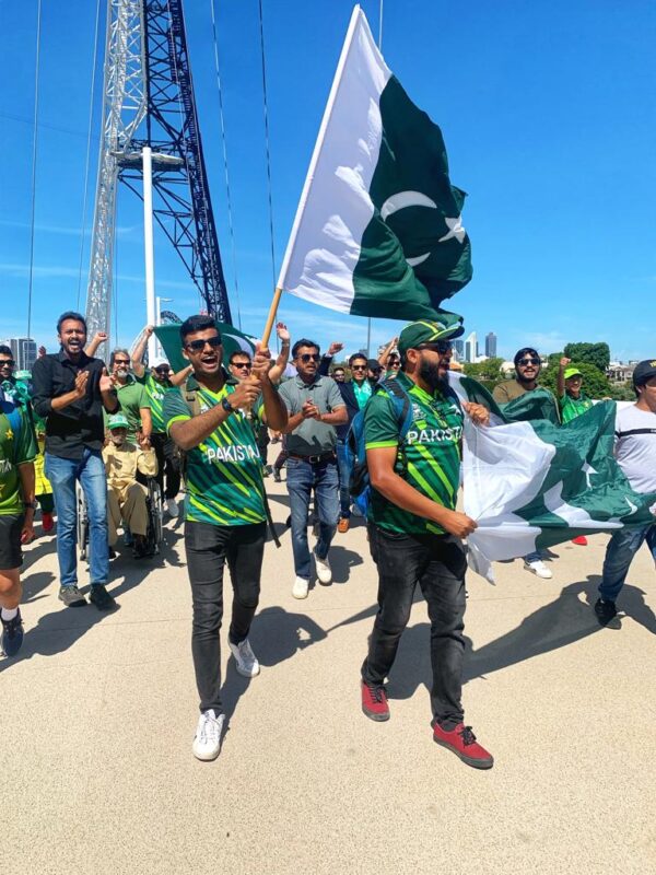 Pakistan Fans marching towards Pakistan Supporter Bay at Perth Stadium