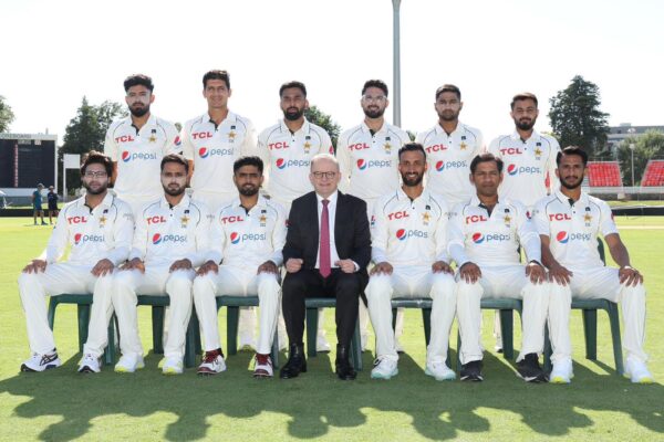 Prime Minister Anthony Albanese presents baggy caps to hosts as Pakistan wins Toss in Mauka Oval - eLanka