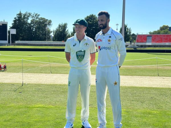 Prime Minister Anthony Albanese presents baggy caps to hosts as Pakistan wins Toss in Mauka Oval - eLanka
