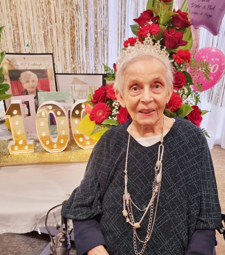 Round two of three.  Carmen De Vos celebrates her fantastic milestone 100th.  The family and everyone who knows her are rapt – By Trevine Rodrigo