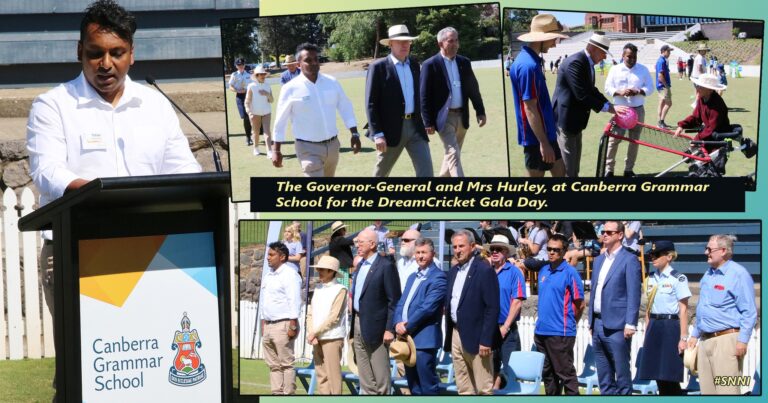 The Governor-General and Mrs Hurley, at Canberra Grammar School for the DreamCricket Gala Day – by Johann Dias Jayasinha