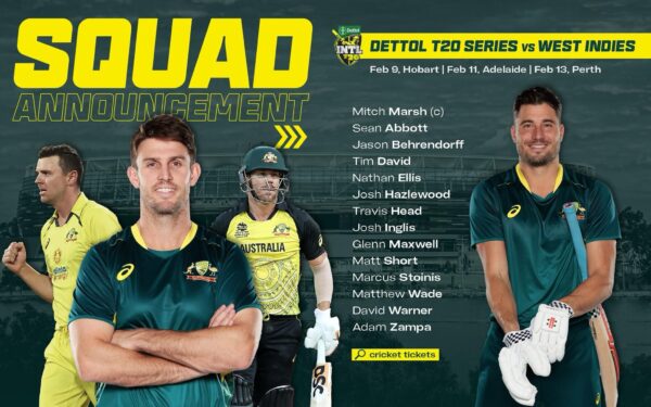 Australian Men's Squad named for Dettol T20I Series