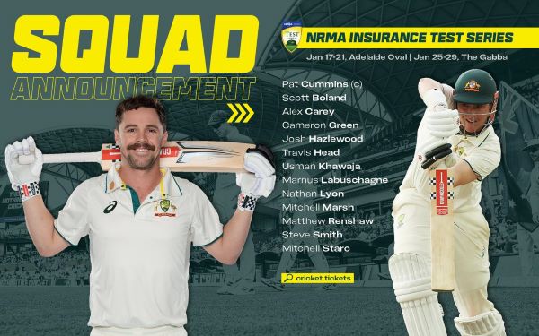Australian men's squad for the NRMA Insurance Test and Dettol ODI Series against the West Indies