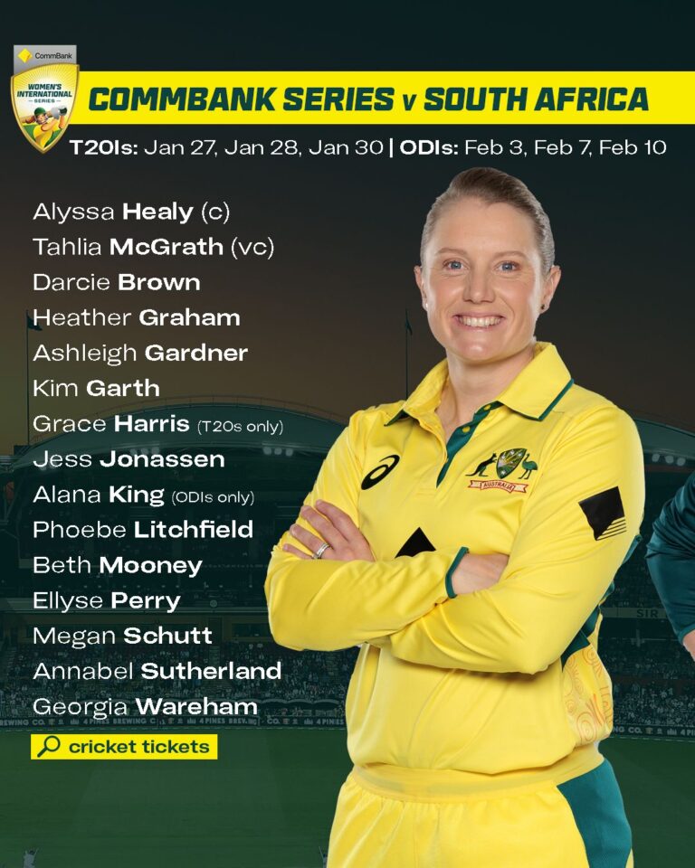 Australian women’s T20I and ODI squads announced for CommBank International series; Governor-General’s XI confirmed