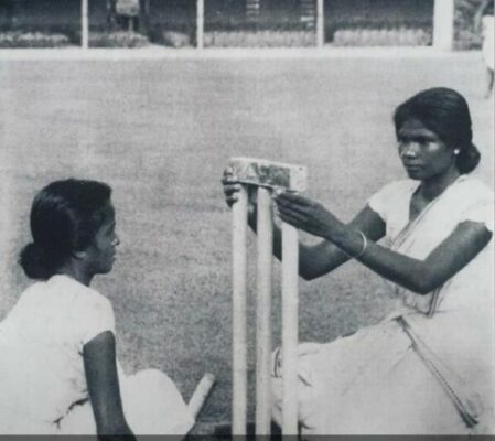 Curator Arul Mary 1948 - probably the one and only Lady Cricket Ground curator in the world