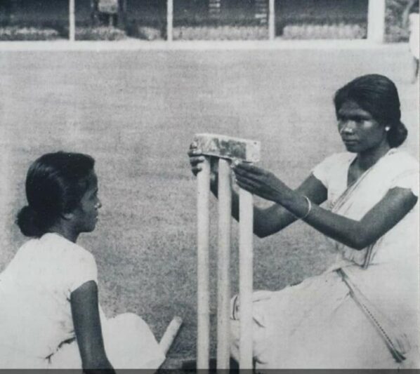 Curator Arul Mary 1948 - probably the one and only Lady Cricket Ground curator in the world