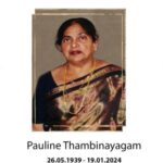 DEMISE OF PAULINE THAMBINAYAGAM IN UNITED KINGDOM SISTER OF NIRMALA CHERBIM