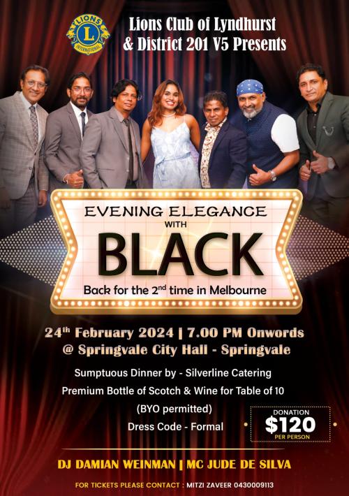 EVENING ELEGANCE WITH BLACK - 24 February 2024 - 7.00 PM (Melbourne event) 