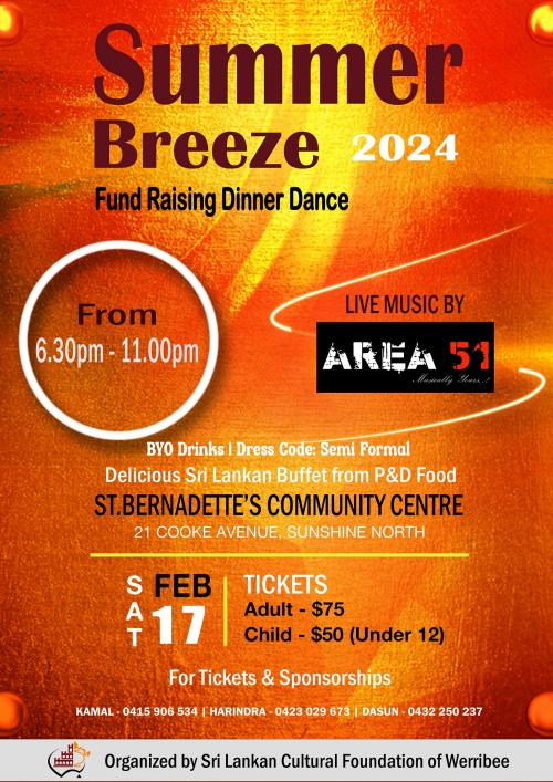 SUMMER BREEZE – 17 February 2024 - 6.30 PM To 11.00 PM (Melbourne event)