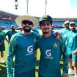 Saim Ayub received his Test Cap from Babar Azam