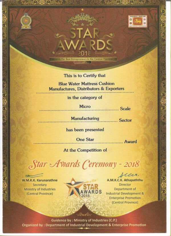 WATER CUSHION MANUFACTURER AWARD WINNING CHANDANA MUHANDIRAM PROPRIETOR OF BLUE WATER MATTRESS – by Sunil Thenabadu