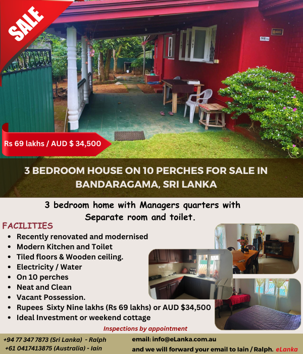 3 Bedroom House on 10 Perches for Sale in Bandaragama, Sri Lanka