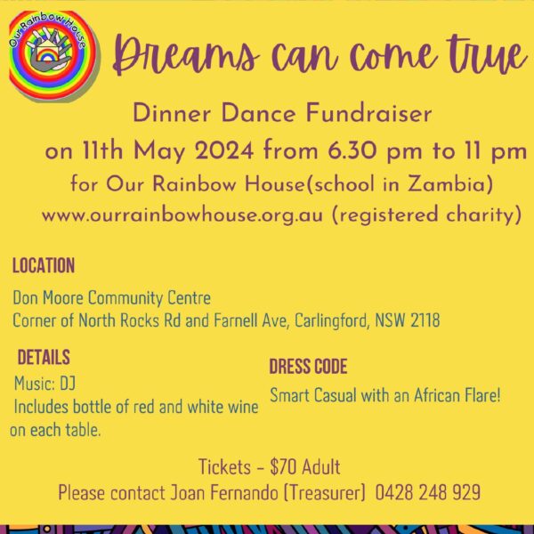 Dreams can come true -dinner dance -  11th May 2023 - 6.30 PM To 11.00 PM ( Sydney Event)