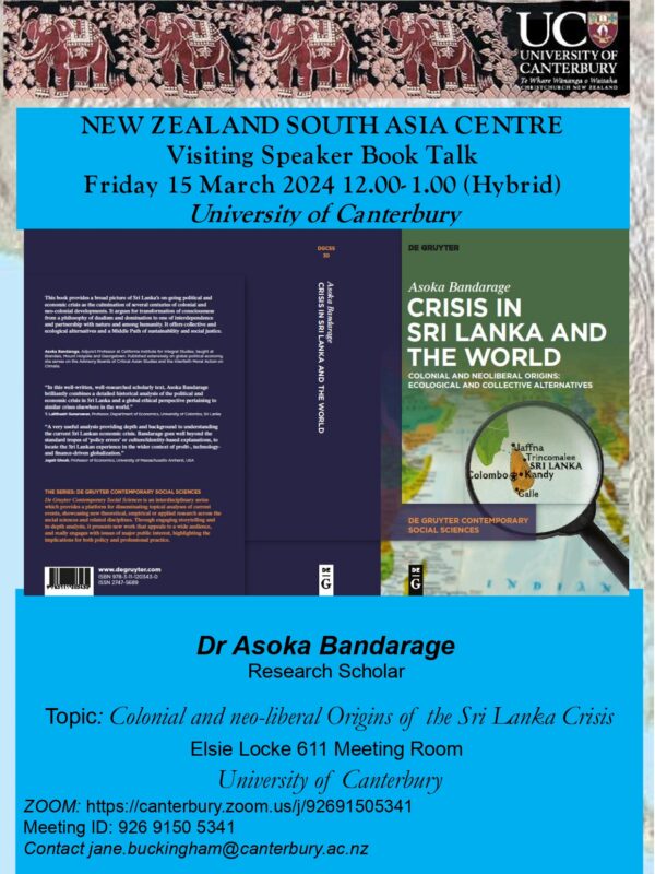 NEW ZEALAND SOUTH ASIA CENTRE Visiting Speaker Book Talk - 15 March 2024 12.00 - 1.00 ( NEW ZEALAND Event )