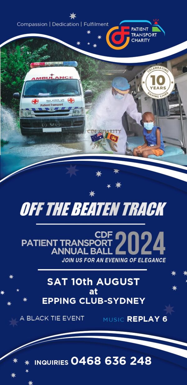 OFF THE BEATEN TRACK CDF PATIENT TRANSPORT ANNUAL BALL 2024 - 10th August ( Sydney Event) - eLanka