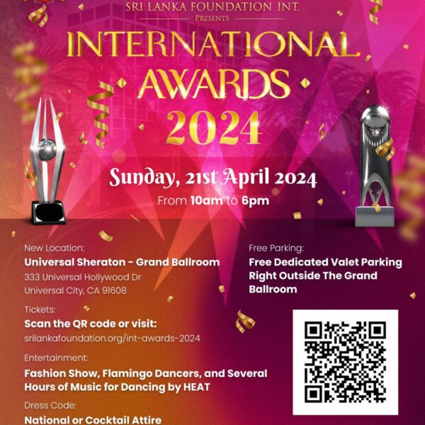 Sri Lanka Foundation Int.  Presents  - International Awards 2024  - 21st April - 10AM To 6 PM ( Canada Event )
