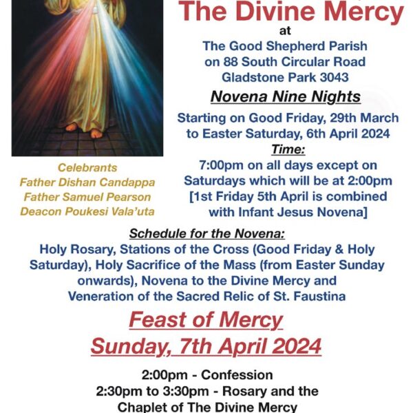 Feast of The Divine Mercy - 6th April 2024 - 7:00pm  ( Melbourne Event )