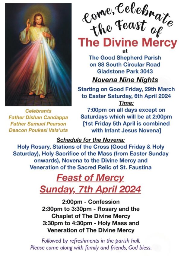 Feast of The Divine Mercy - 6th April 2024 - 700pm ( Melbourne Event )