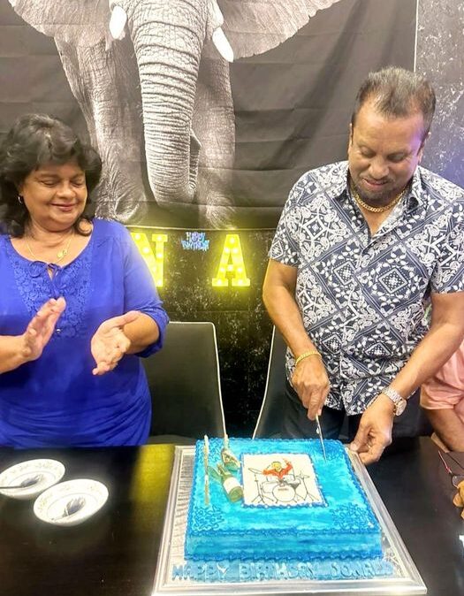 The clan in Melbourne rally round to celebrate veteran Mirage leader Donald Pieries birthday at a Thai Street Food surprise party - by Trevine Rodrigo (eLanka - Melbourne)