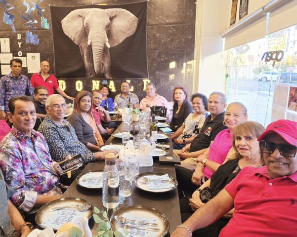 The clan in Melbourne rally round to celebrate veteran Mirage leader Donald Pieries birthday at a Thai Street Food surprise party - by Trevine Rodrigo (eLanka - Melbourne)