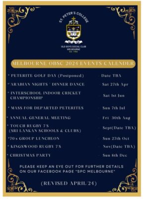 SPC OBSC Melbourne: Events Calendar 2024 (Updated: April 2024)