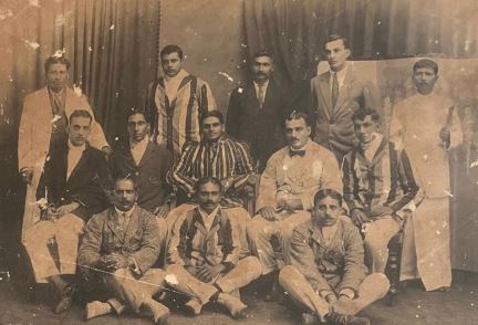 SSC Cricket Team, 1913, Seated L-R, Fred De Saram, Forrester Obeyesekere, D B (Danny) Gunesakara, Douglas De Saram, Albert De Alwis