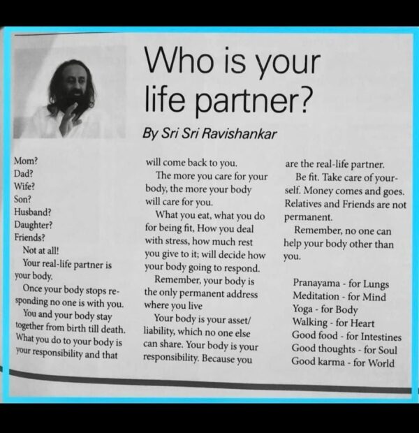 Who is your life partner - By Sri Sri Ravishankar