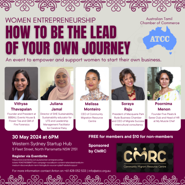 WOMEN ENTREPRENEURSHIP - HOW TO BE THE LEAD OF YOUR OWN JOURNEY - 30 May 2024 - 6PM ( Sydney Event )