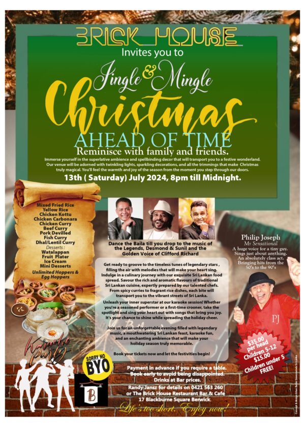 ERICK HOUSE Invites you to Fingle & Mingle Christmas -13th ( Saturday) July 2024 - 8pm till Midnight. ( Melbourne Event )